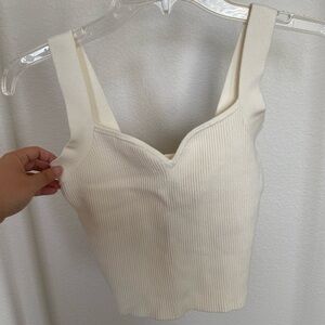 Abercrombie & Fitch Knit Sweetheart Tank Top in Cream